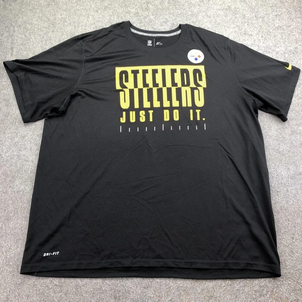 Pittsburgh Steelers Shirt Mens 3XL Black NFL Football Nike Dri Fit Just Do It